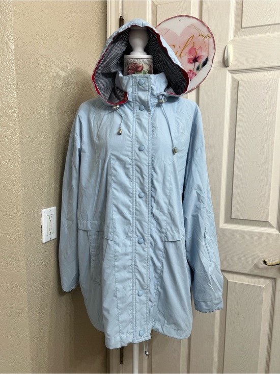 Neyelle Jackets & Blazers - Women's Light Blue Hooded Trench Coat with Drawstring